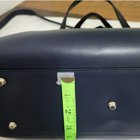 Nicoli Italian Leather Satchel/Crossbody Handbag Navy/Grey Colorblock - Picture 12 of 15